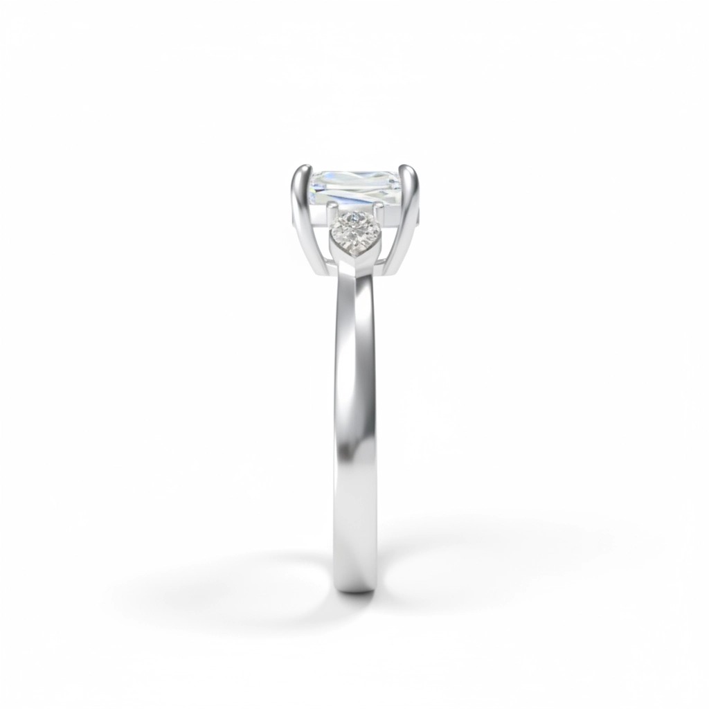 Three Stone Cushion Cut Ring