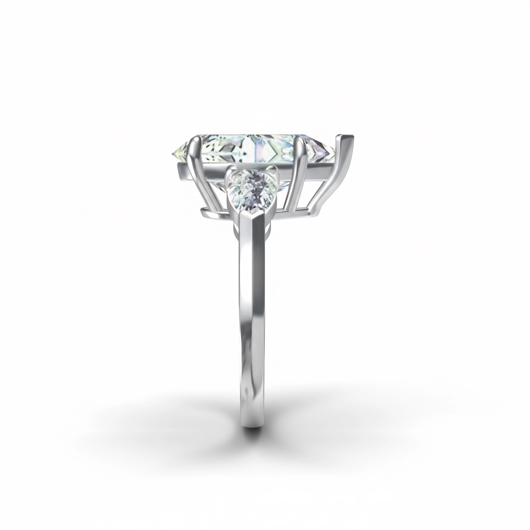 Three Stone Pear Shaped Diamond Ring