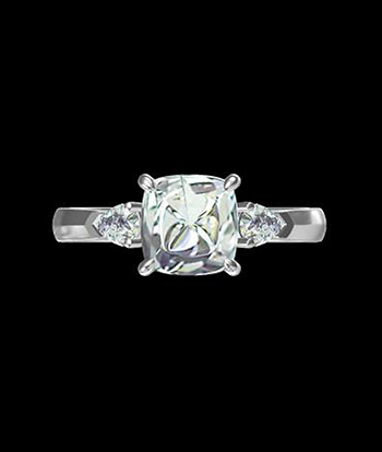 Three Stone Cushion Cut Ring
