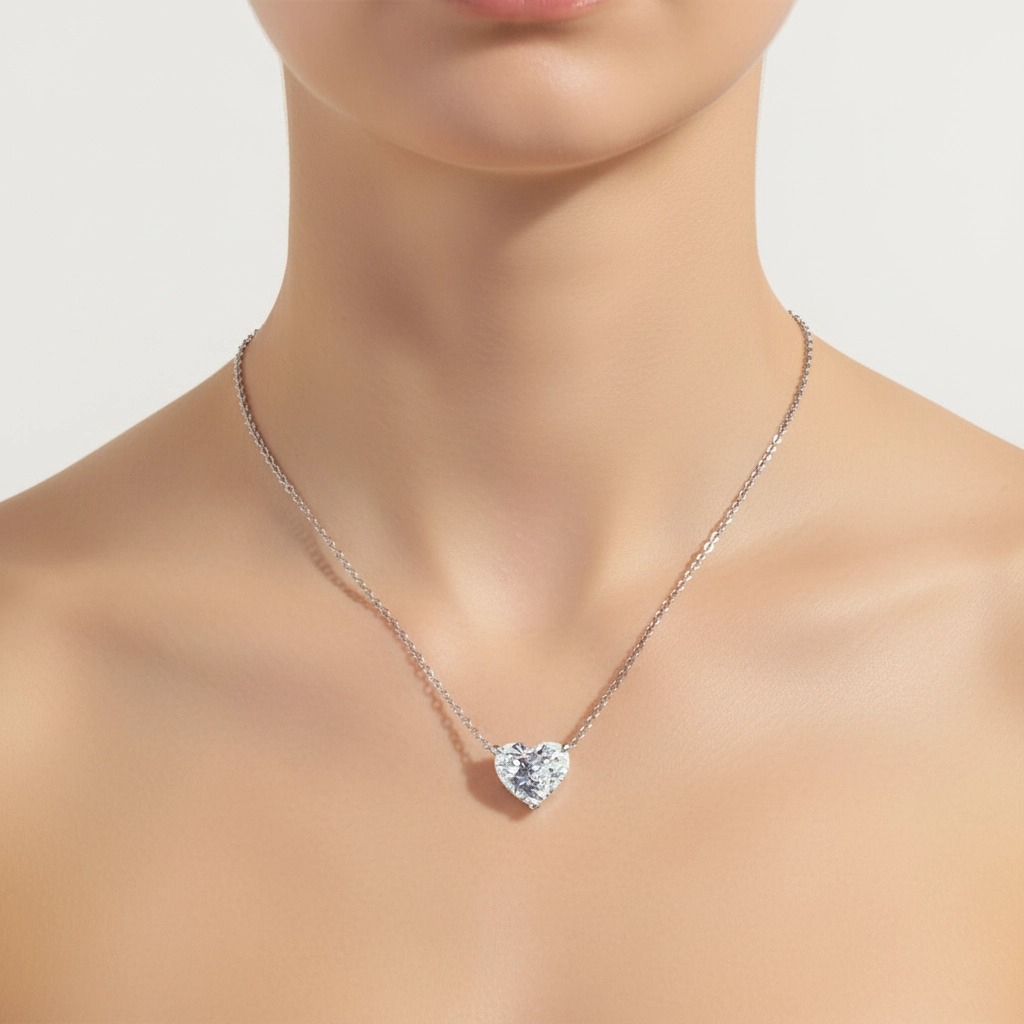 Heart Shaped Diamond Necklace Pendant