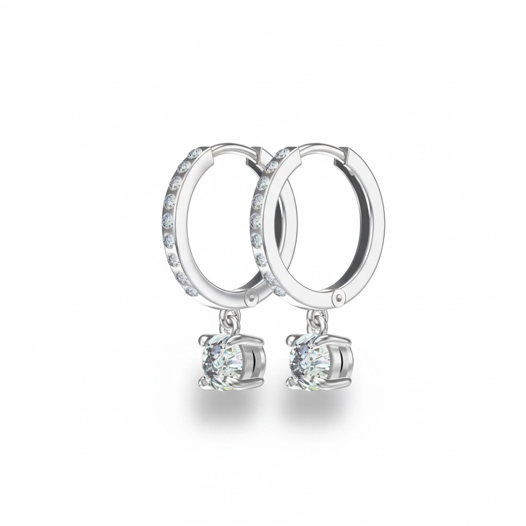 Round Pendant Diamond Earrings