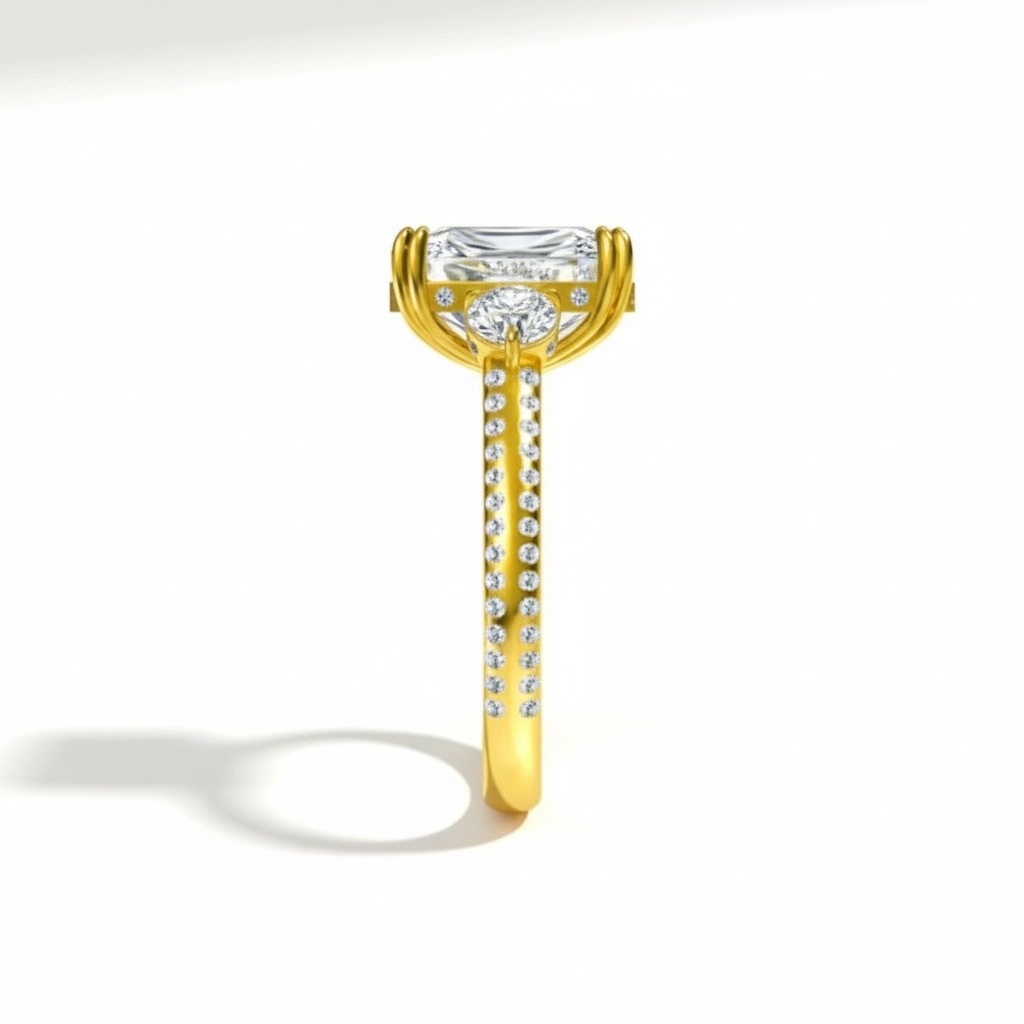 Three Stone Halo Ring