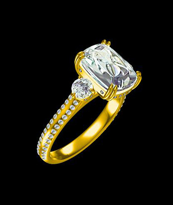 Three Stone Halo Ring