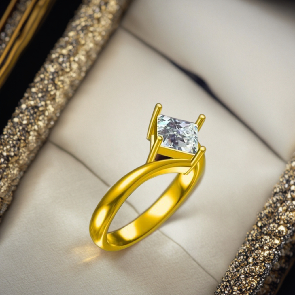 Luxury Princess Solitaire Ring