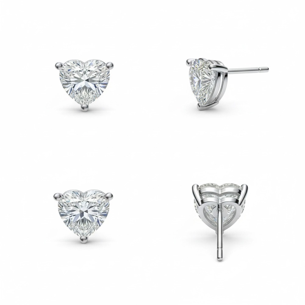 Heart Shaped Diamond Earrings