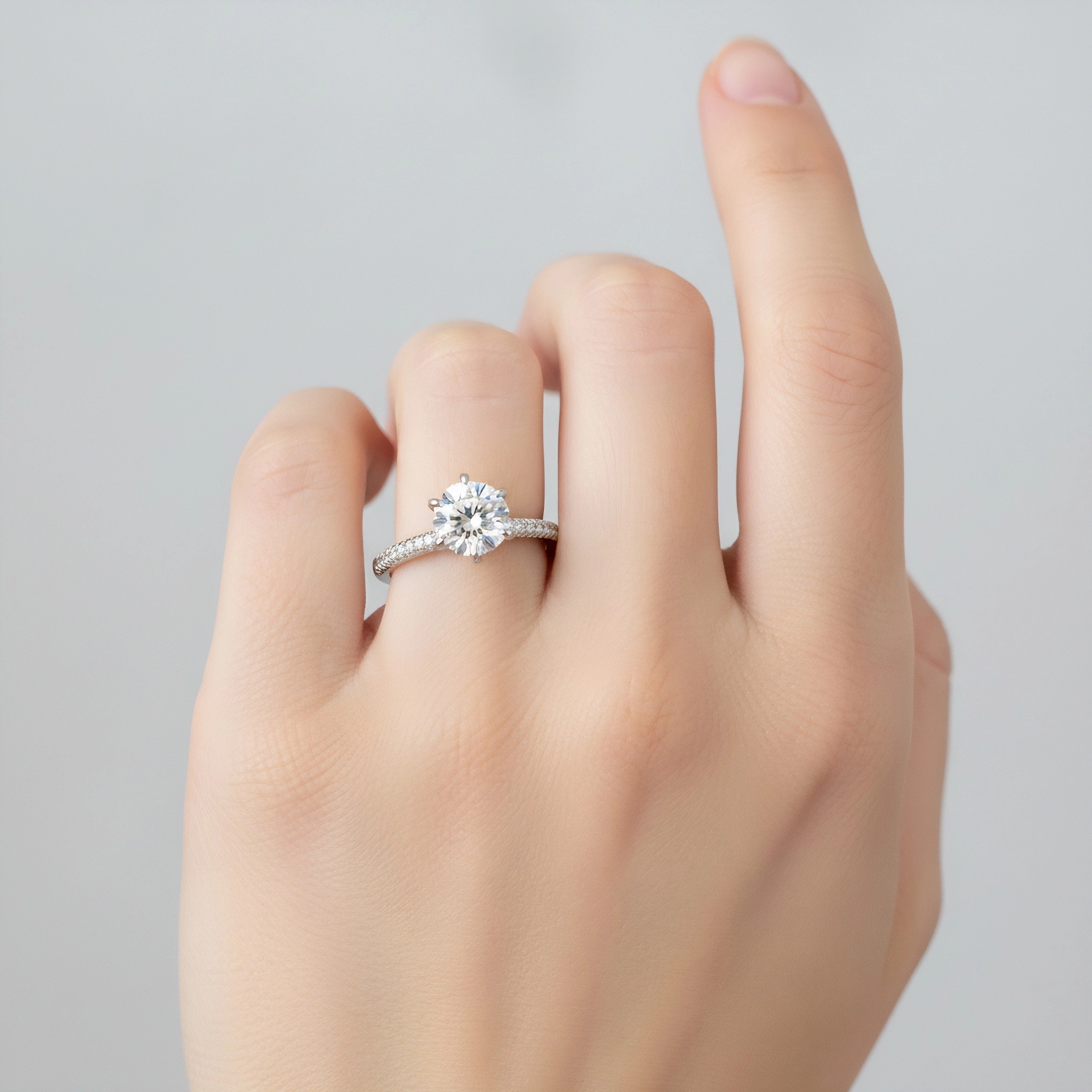 Gold Ring Setting for 2 ct Diamond in 14/18K White Gold