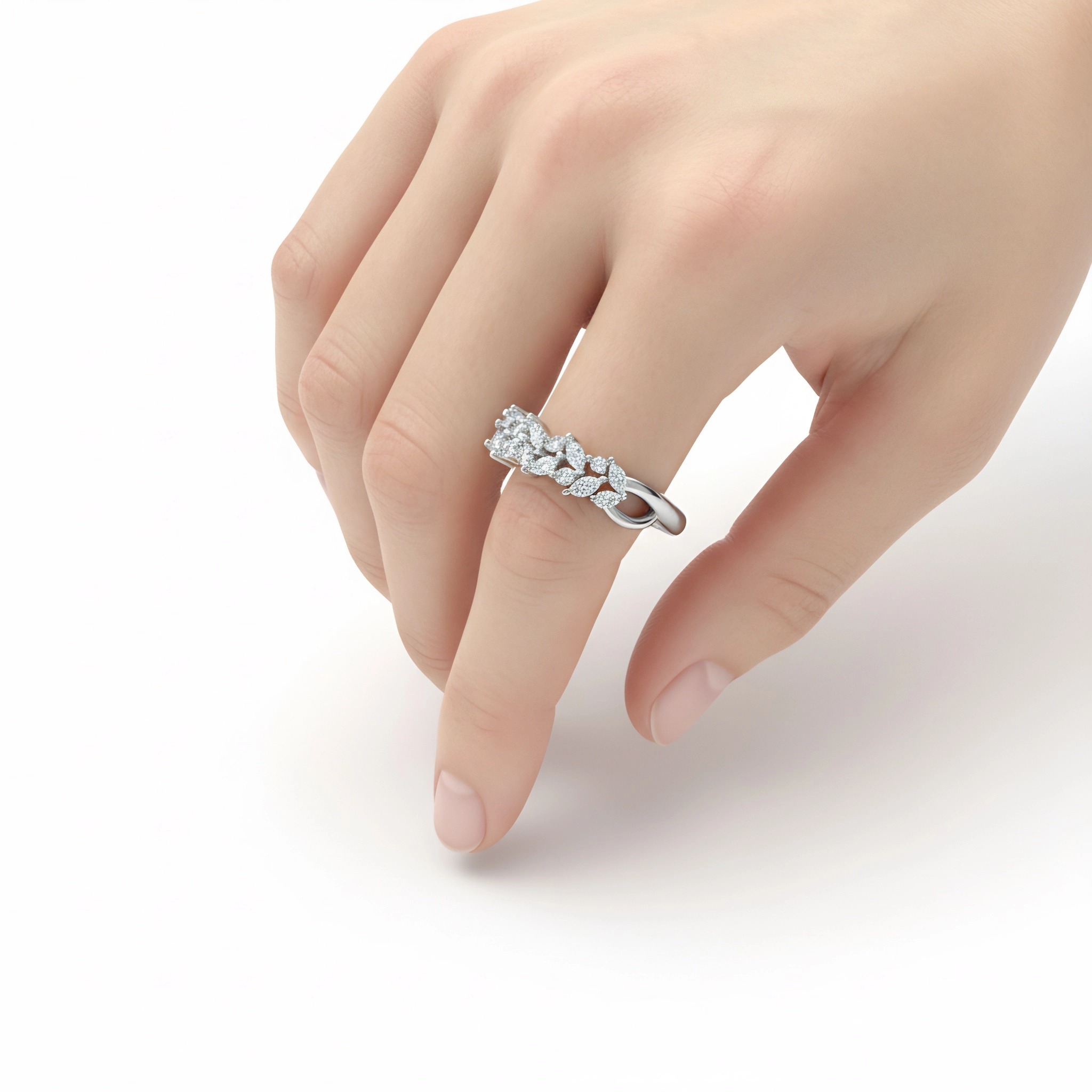 Marquise Cut Ring Diamonds in 18K White Gold