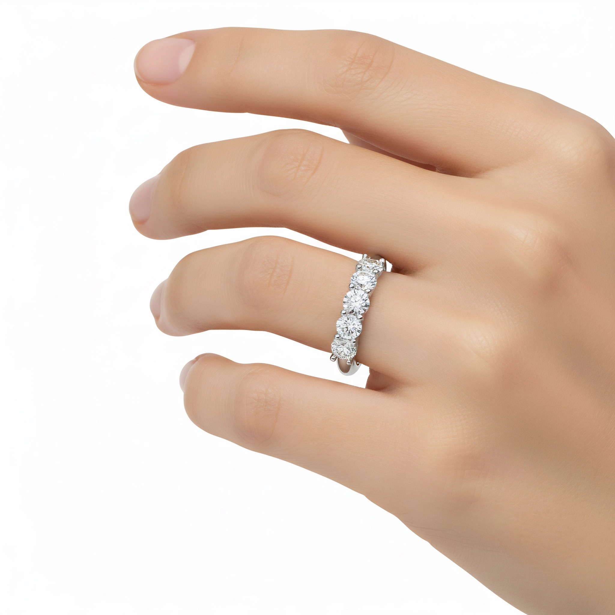 Wedding Rings Set Real Diamond in 18 K White Gold