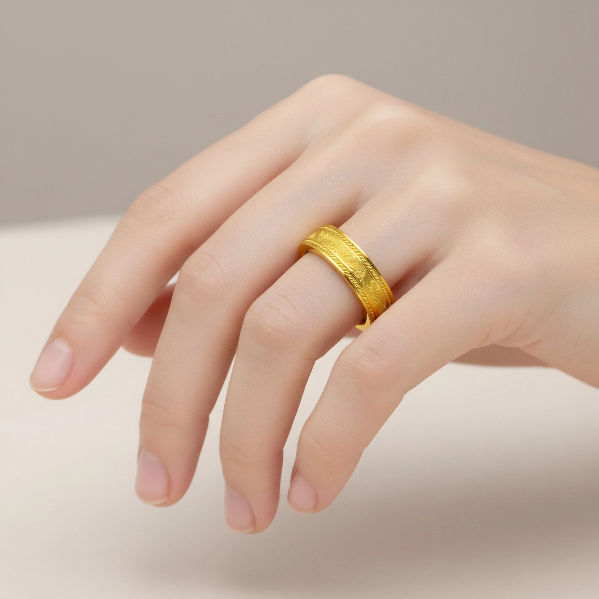 Diamond 14K Yellow Gold Ring Men Wedding Rings