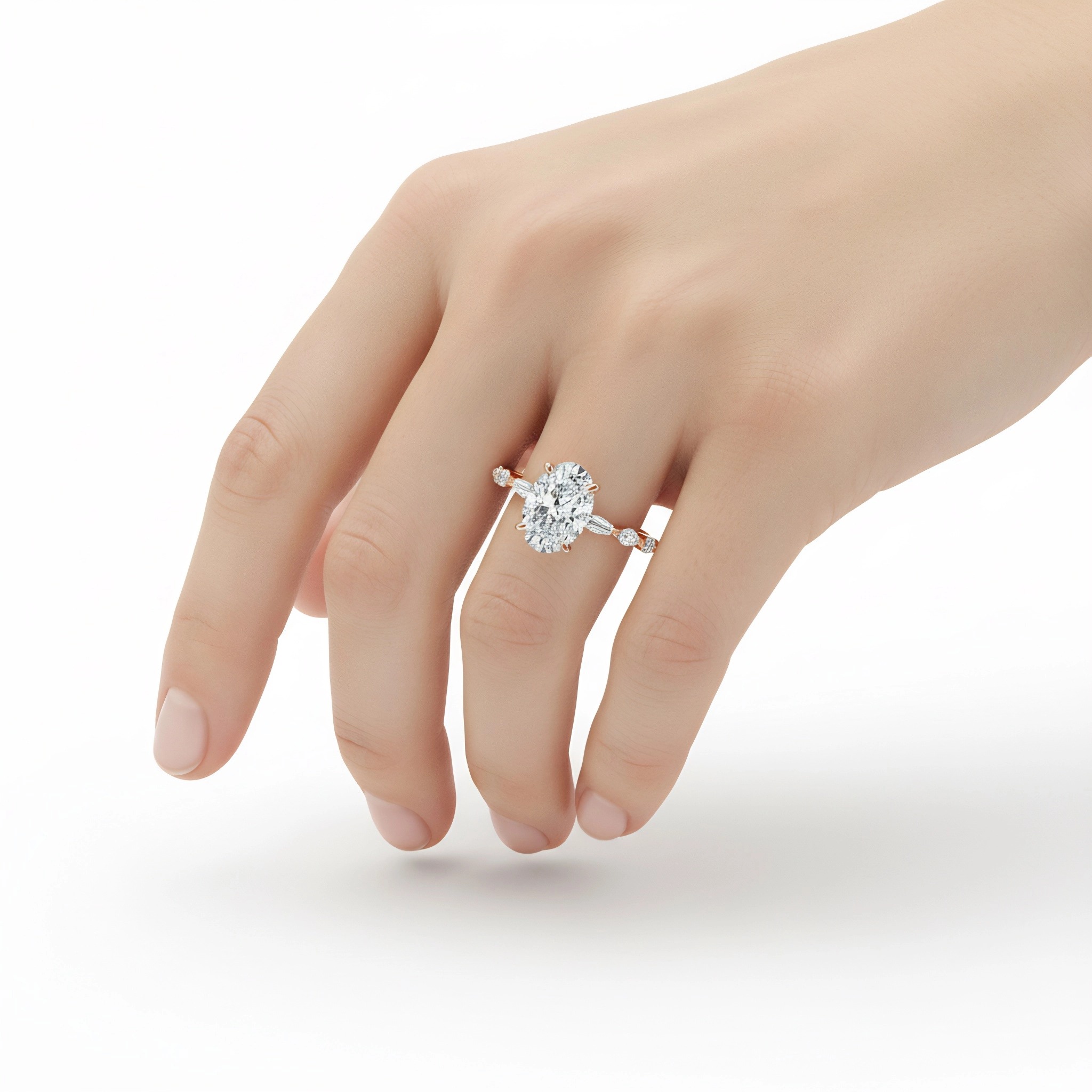 Oval Cut Solitaire Diamond Ring in 18k Rose Gold