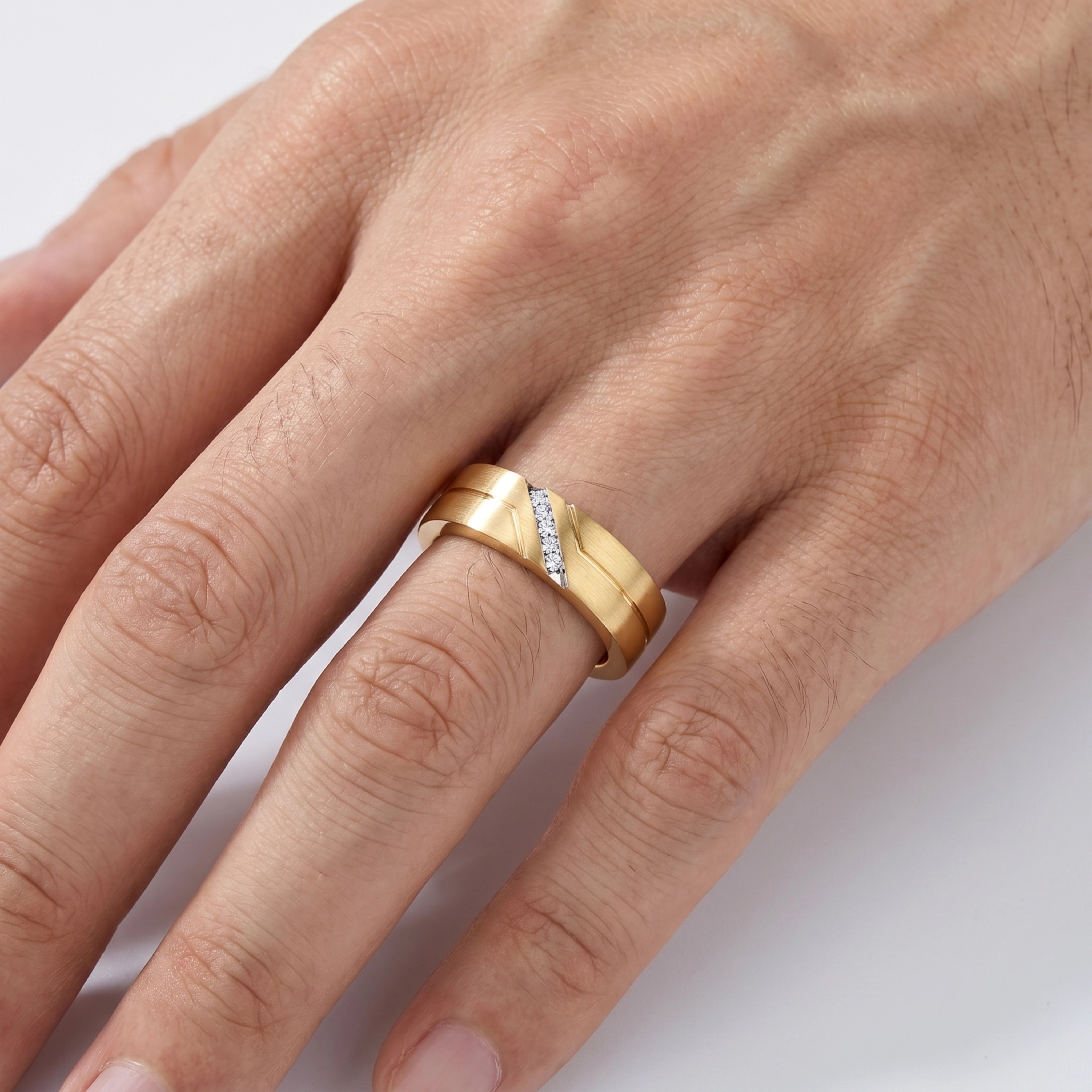 14k Diamond Mens Diamond Ring with Diamond Custom  Size Men’s Ring Wedding Ring