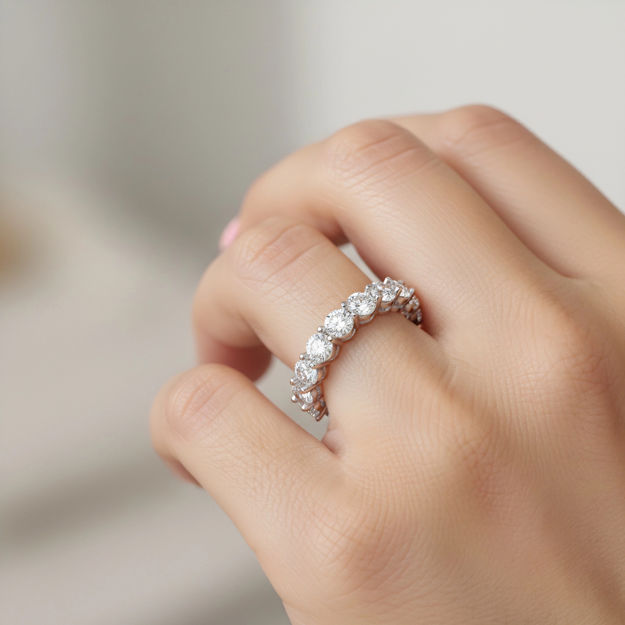Round Cut Lab Grown Diamond Full Pave Solid Gold Women’s Ring