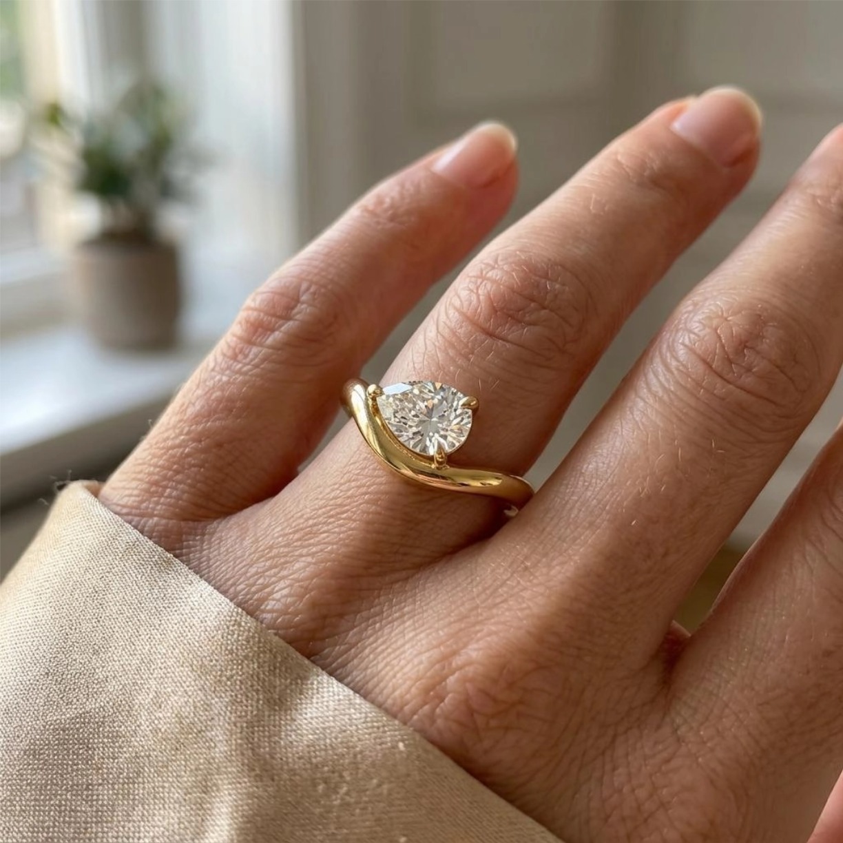 Pear Cut Luxury Style Ring for Women 18K Gold