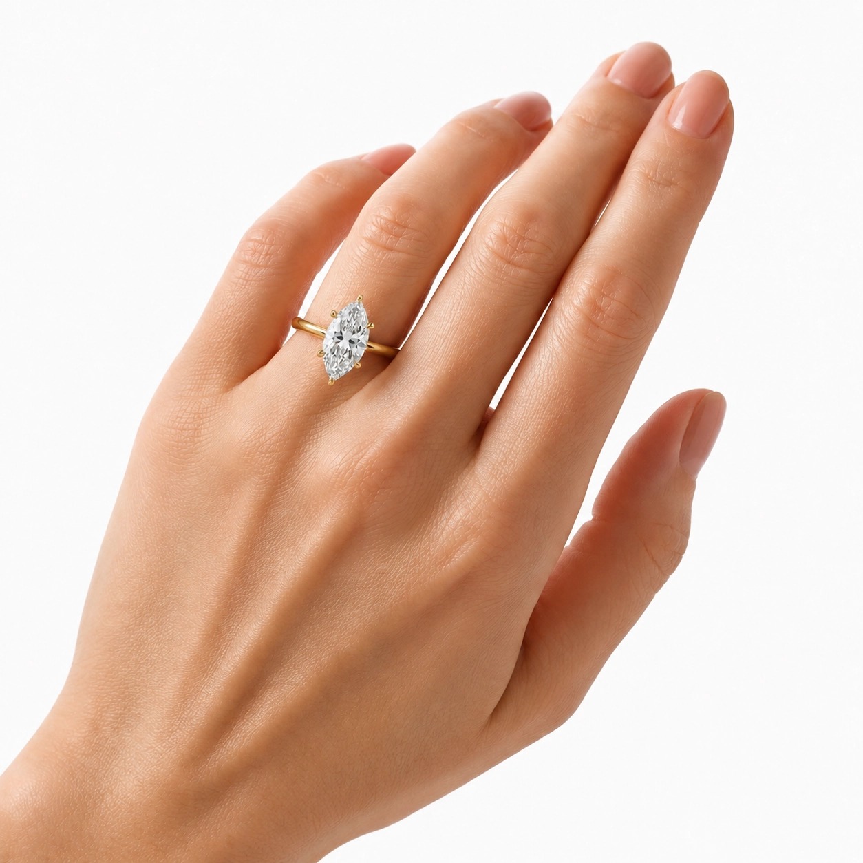 Lab Grown Diamond Marquise Cut HPHT Diamond Engagement Ring